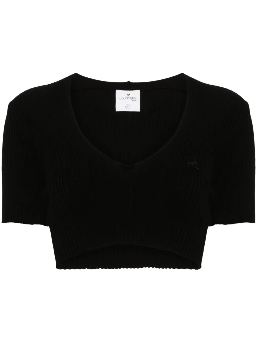 Ribbed-Knit Cropped T-Shirt