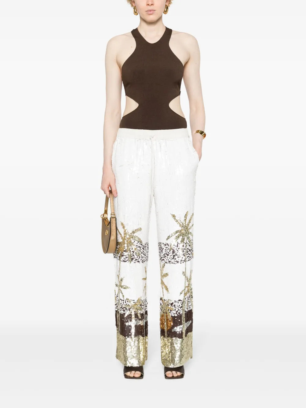 Sequined Wide-Leg Trousers