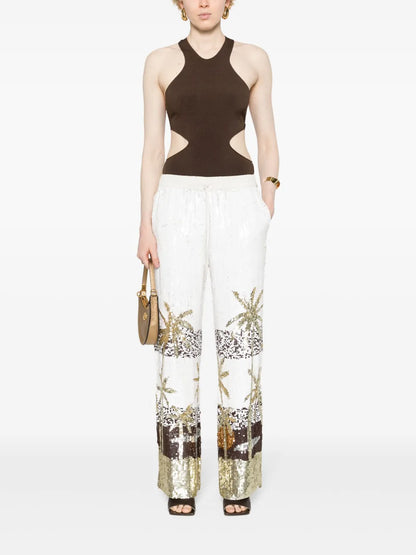 Sequined Wide-Leg Trousers