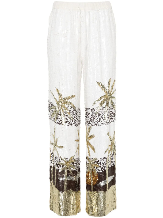 Sequined Wide-Leg Trousers
