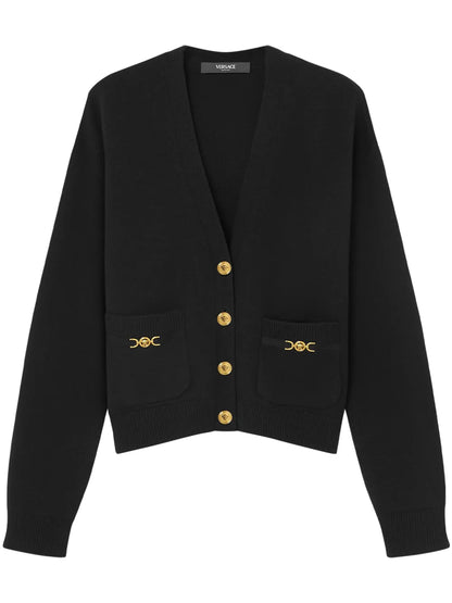 Medusa-Plaque V-Neck Cardigan