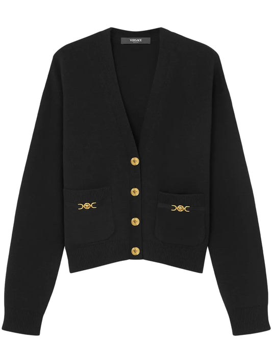 Medusa-Plaque V-Neck Cardigan
