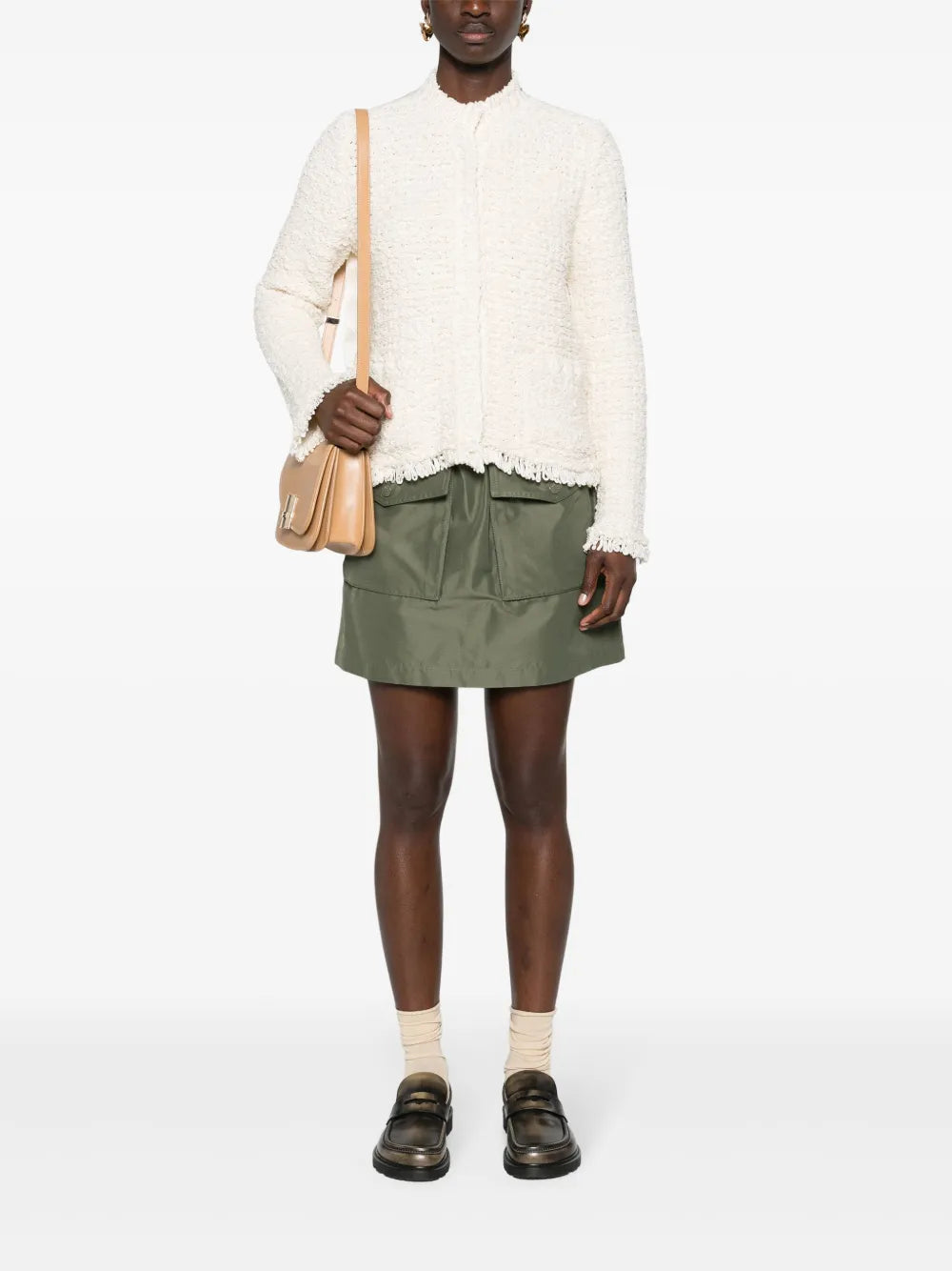 Elasticated-Waist Cargo Mini Skirt