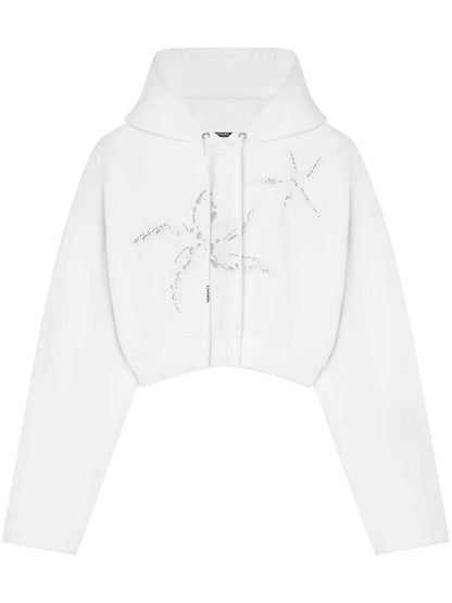 Embroidered Cropped Hoodie