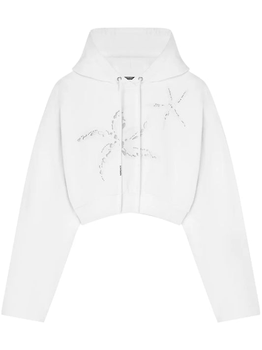 Embroidered Cropped Hoodie