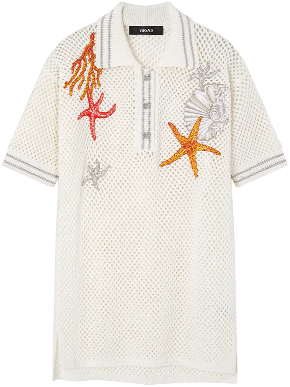Crochet-Knit Polo Shirt