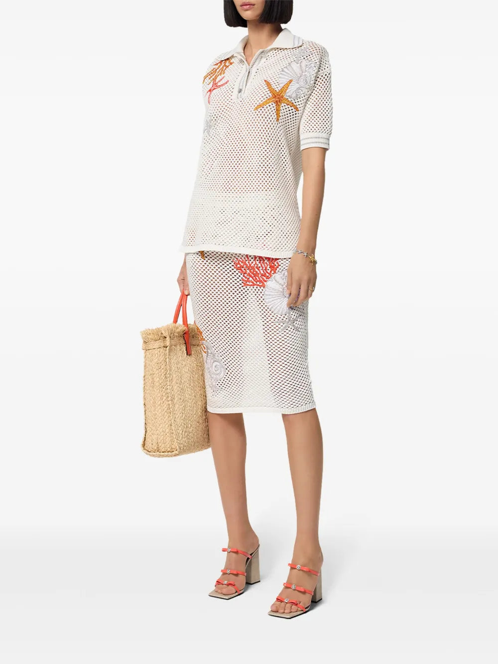 Crochet-Knit Polo Shirt