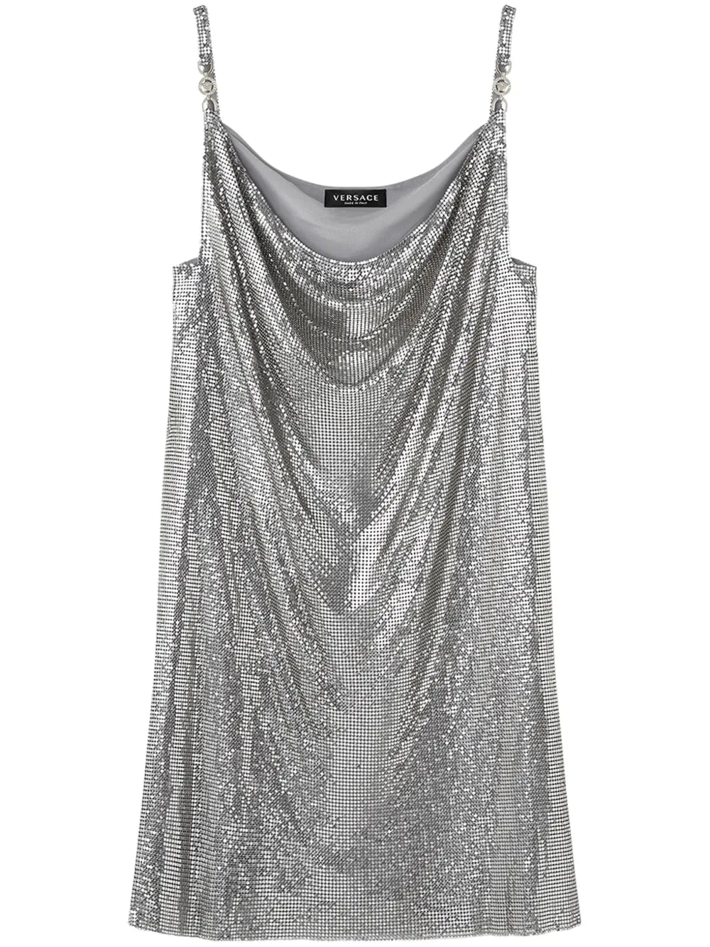 Cowl-Neck Mesh Mini Dress