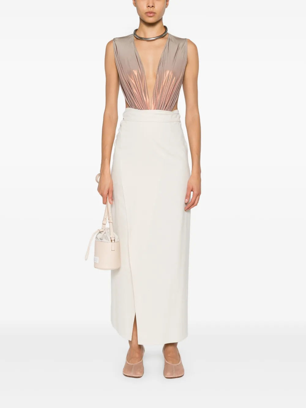 Gia Laminated-Finish Bodysuit