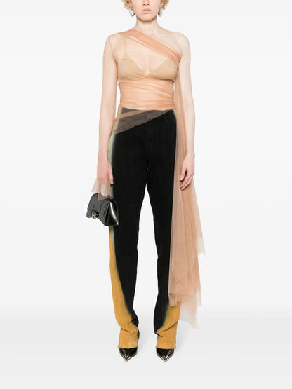 Gradient-Effect Spiral Baggy Jeans