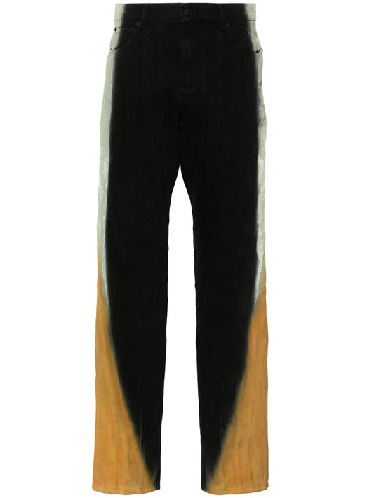 Gradient-Effect Spiral Baggy Jeans