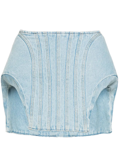 Padded Denim Mini Skirt