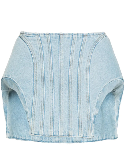 Padded Denim Mini Skirt