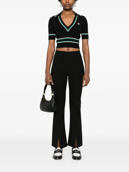 Split-Detailed Flared Trousers