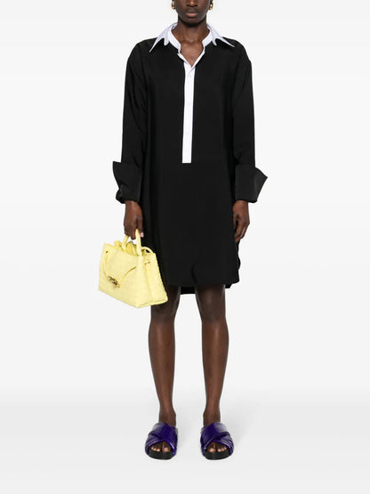 Detachable-Collar Midi Shirt Dress