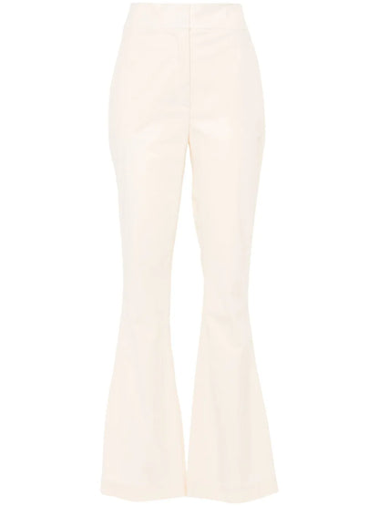 Crinkled-Finish Flared Trousers