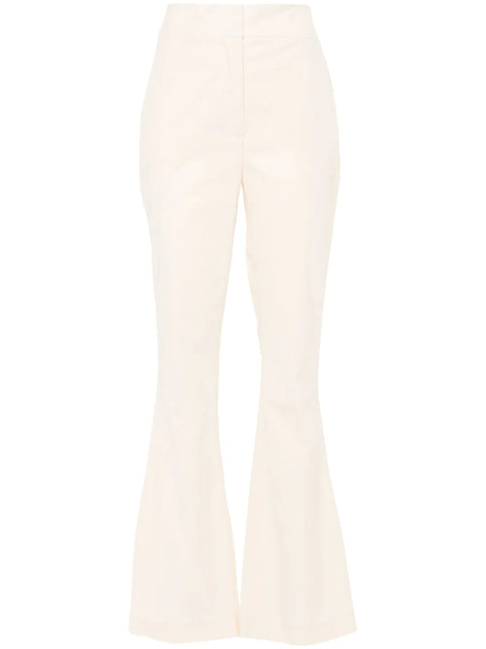 Crinkled-Finish Flared Trousers