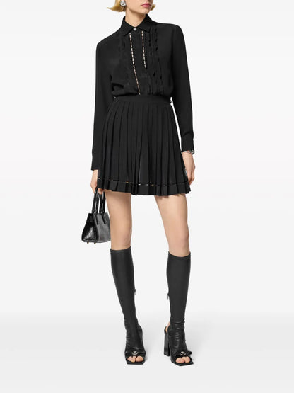 Pleated Silk Mini Skirt