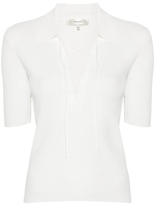 Lace-Up Ribbed Top