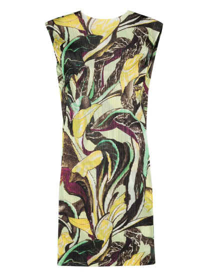 Floral-Print Plissé Midi Dress