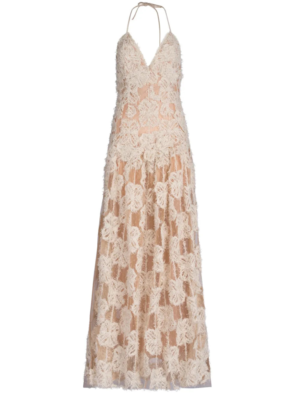 Danae Floral-Appliqué Gown