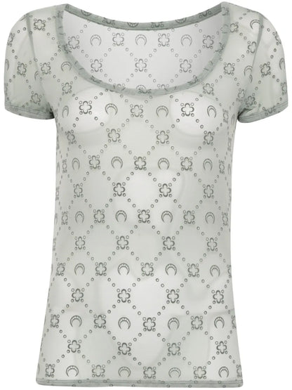 Flocked-Logo Mesh Top