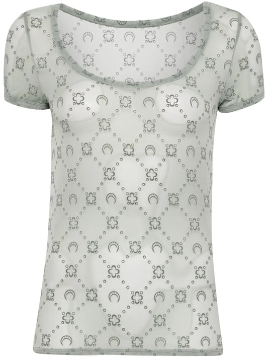 Flocked-Logo Mesh Top