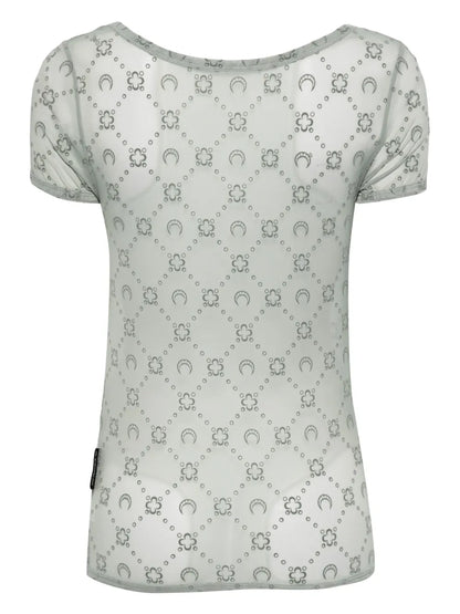 Flocked-Logo Mesh Top