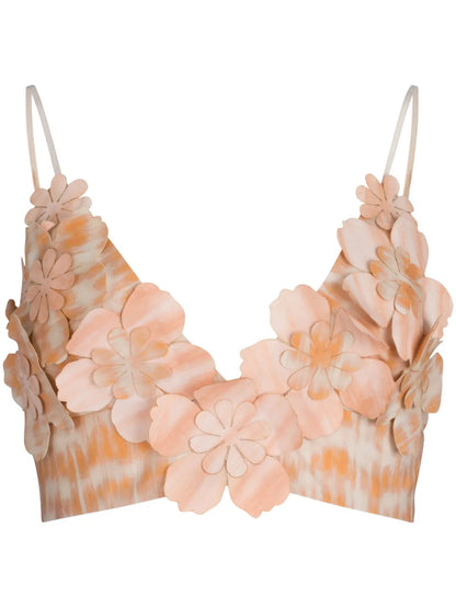Ibbie Floral-Appliqué Crop Top