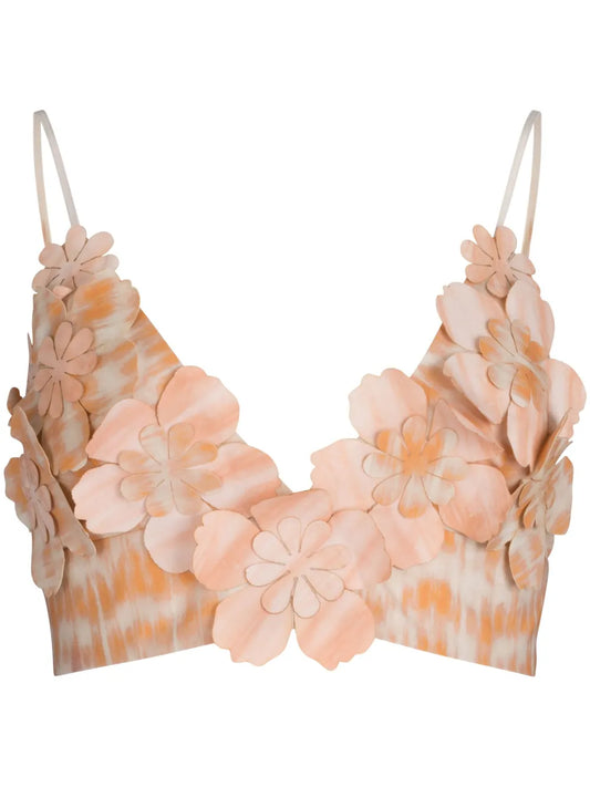 Ibbie Floral-Appliqué Crop Top