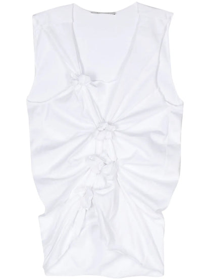 Gathered-Detail Cotton Tank Top