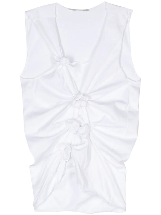 Gathered-Detail Cotton Tank Top