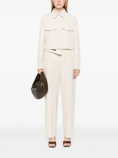 Foldover Waist Gabardine Trousers