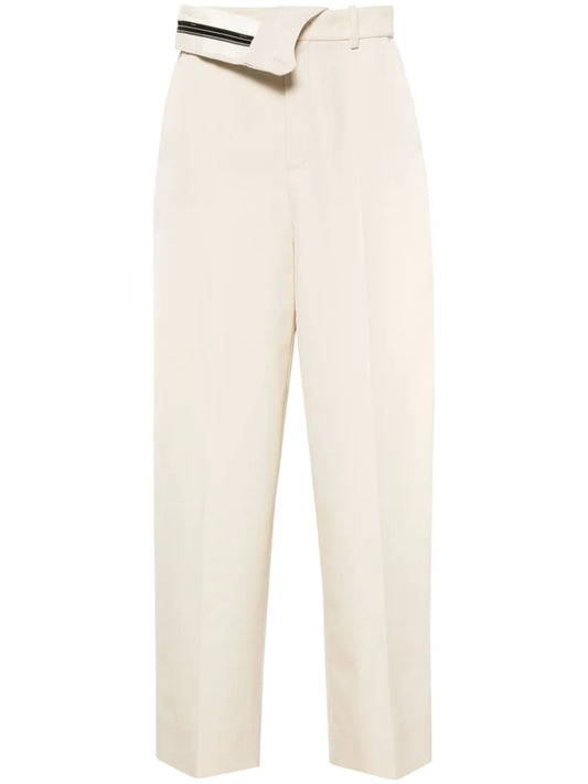 Foldover Waist Gabardine Trousers
