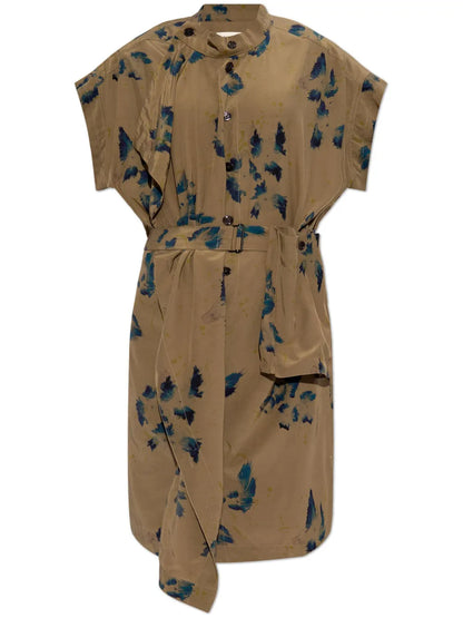 Asymmetric Floral-Print Dress