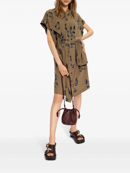 Asymmetric Floral-Print Dress