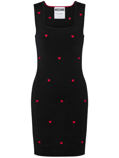Heart-Embroidered Knitted Minidress