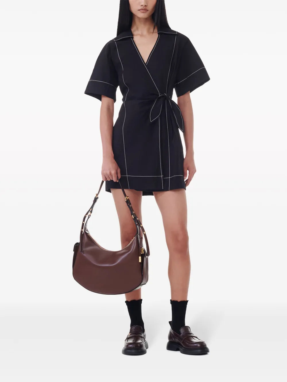 Contrast-Stitch Mini Dress