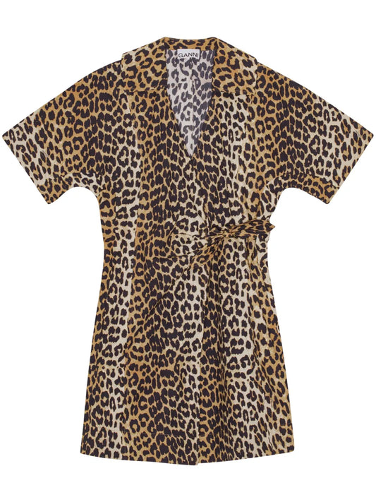 Leopard-Print Wrap Minidress
