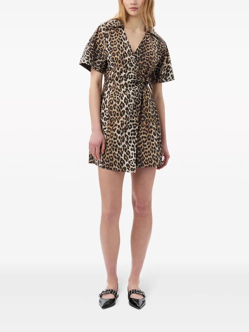 Leopard-Print Wrap Minidress