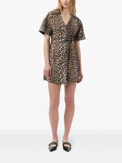 Leopard-Print Wrap Minidress