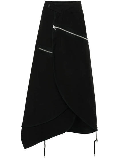 Zip-Detailed Midi Skirt
