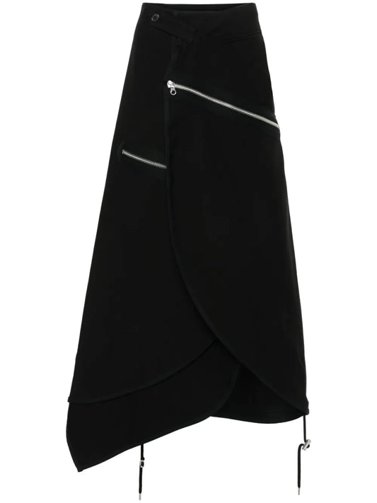 Zip-Detailed Midi Skirt