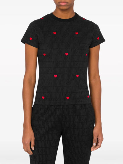 Heart-Motif Short-Sleeve T-Shirt