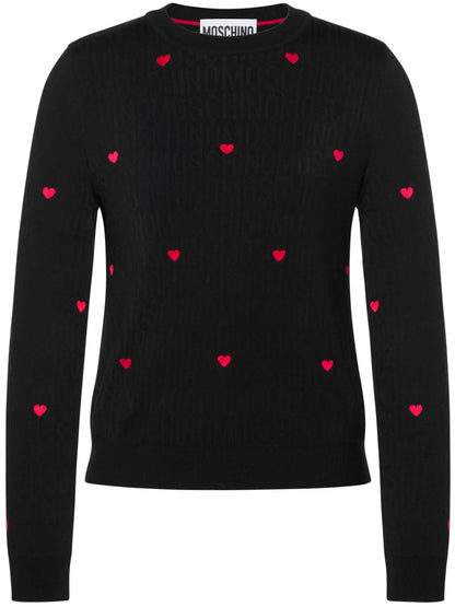 Heart-Embroidered Intarsia-Knit Jumper