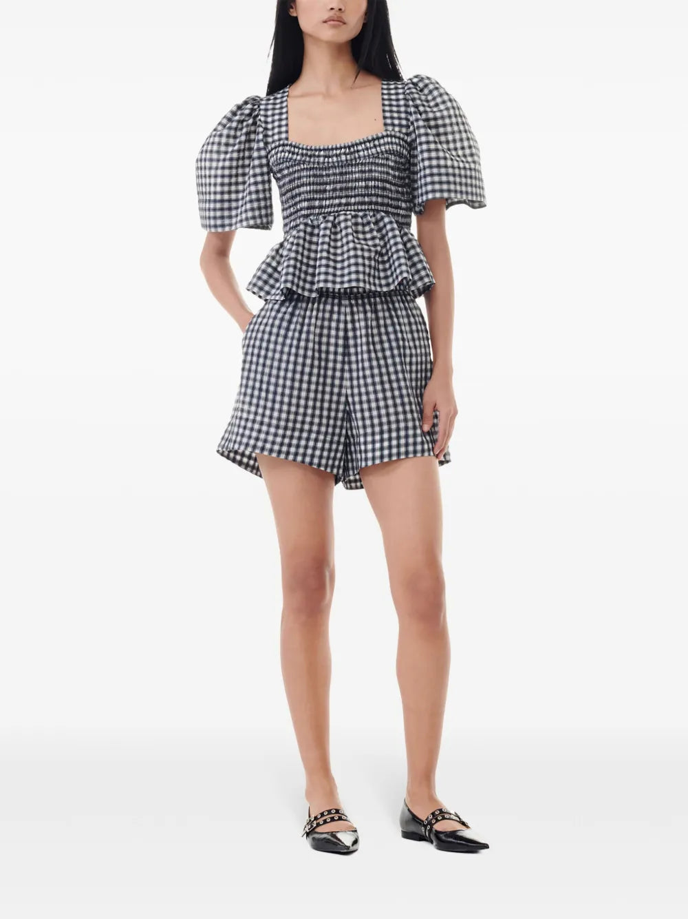 Check-Print Blouse