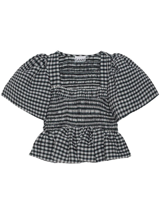 Check-Print Blouse