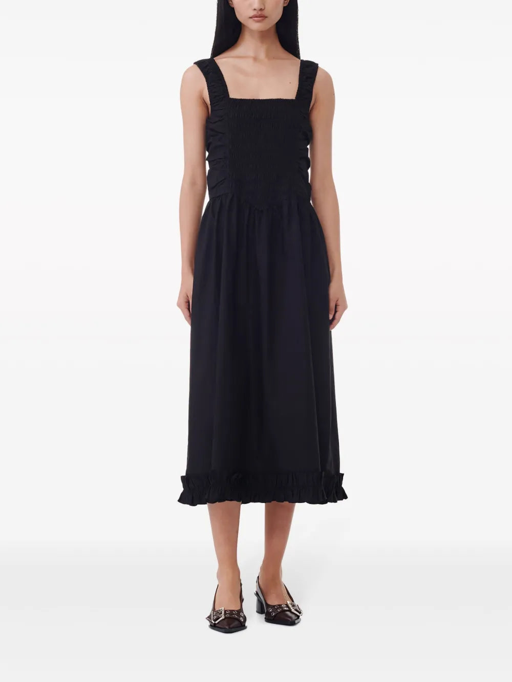 Ruched Poplin Dress