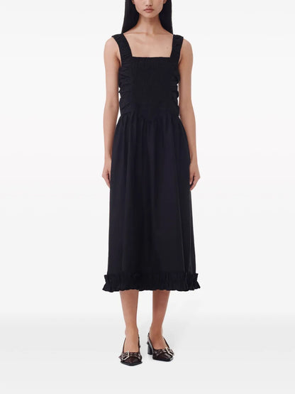 Ruched Poplin Dress