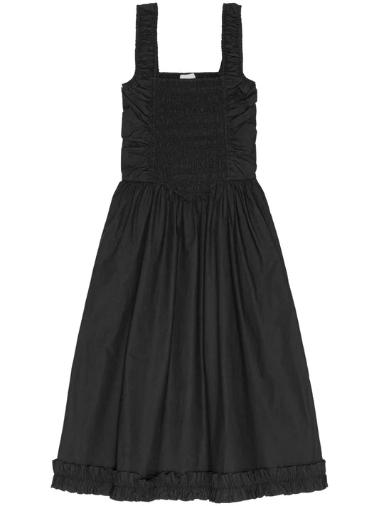 Ruched Poplin Dress